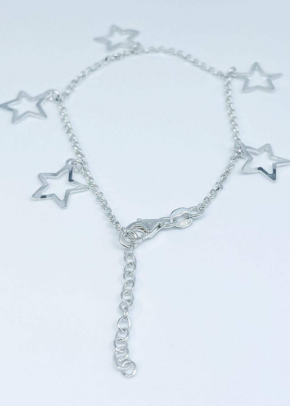 Pulsera estrellas colgando en plata italiana 925-3