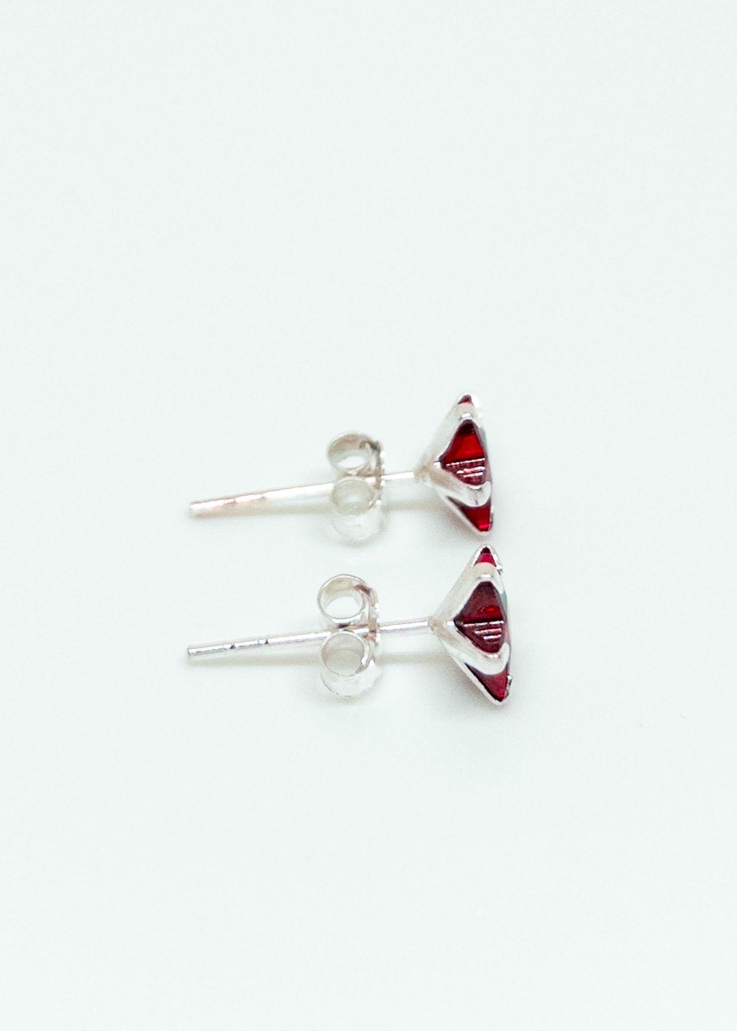 Aros Estrellas Circón Rojo en Plata Italiana 925-4