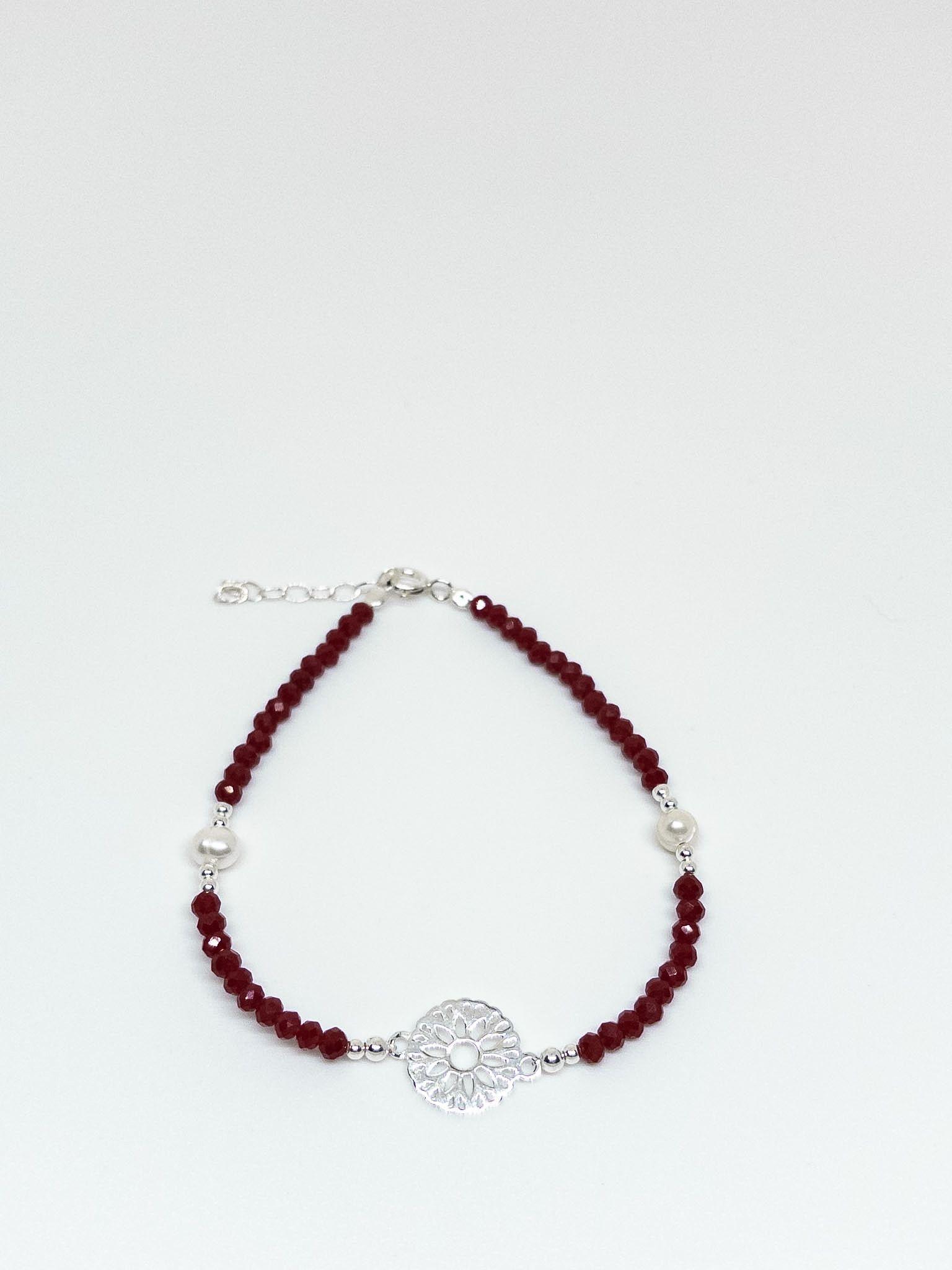 Pulsera Roja de Protección con Cristales en Plata Italiana 925-2