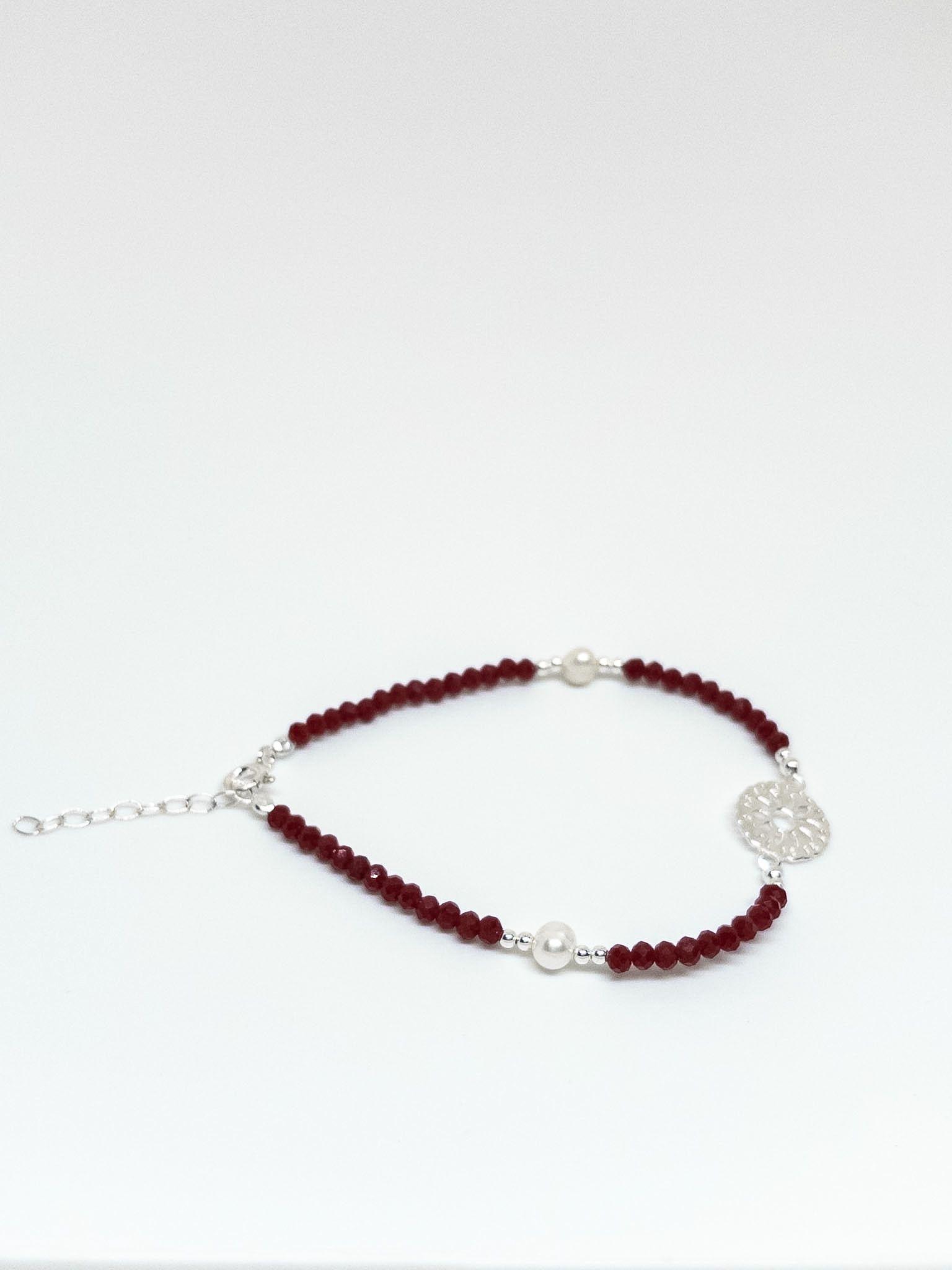 Pulsera Roja de Protección con Cristales en Plata Italiana 925-3