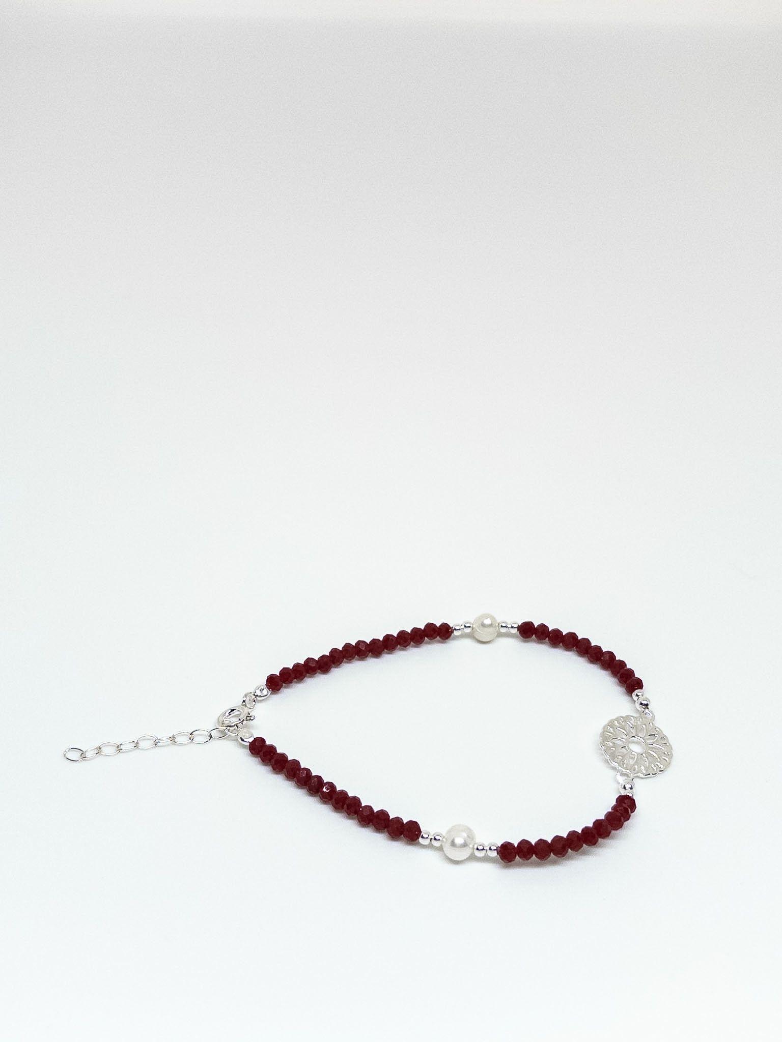 Pulsera Roja de Protección con Cristales en Plata Italiana 925-4