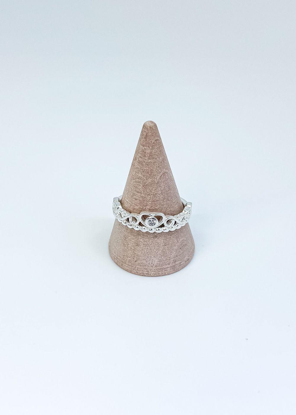 Anillo corona circón en plata italiana 925-3