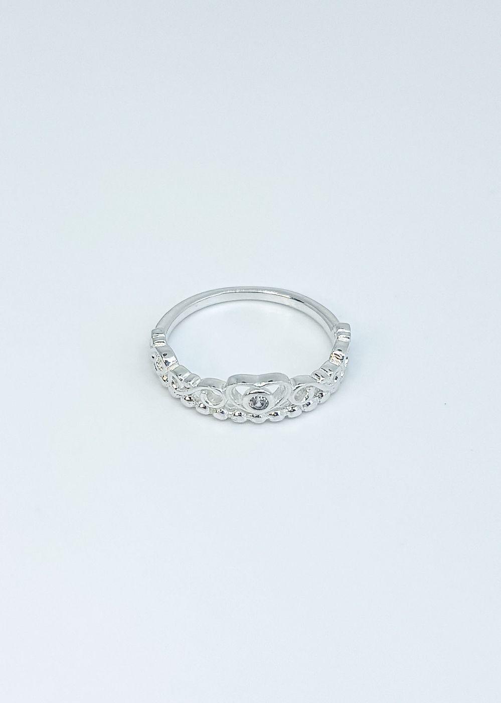 Anillo corona circón en plata italiana 925-5