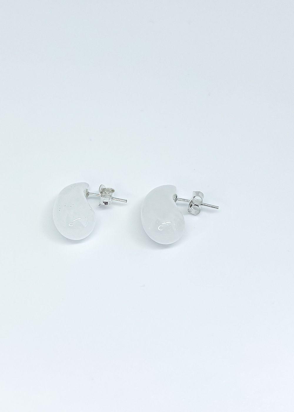 Aros gota cuarzo en plata italiana 925-3