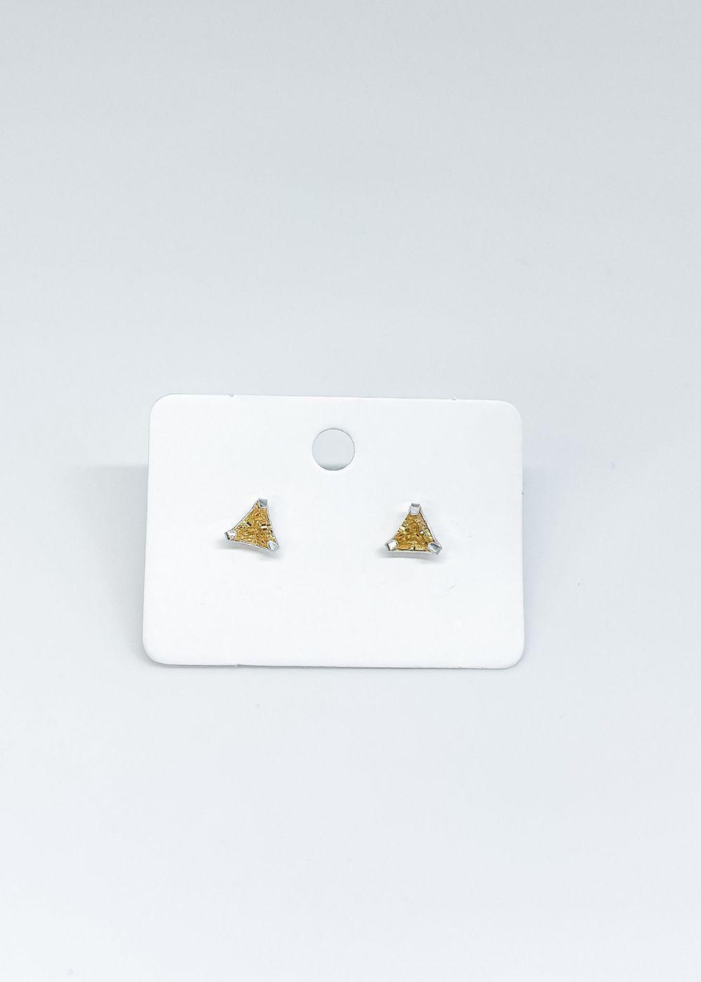 Aros triángulo circón amarillo en plata italiana 925-3