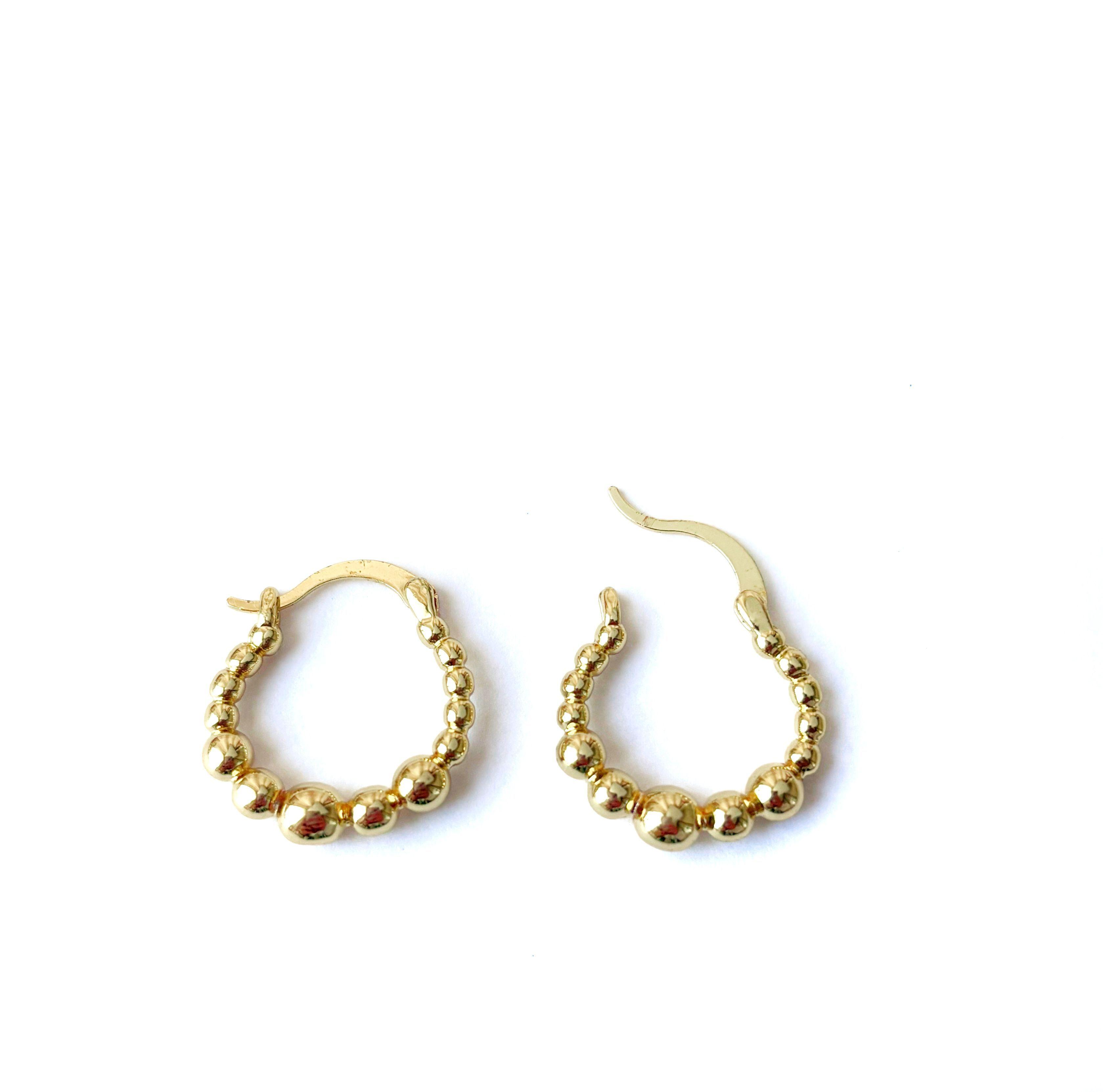 Aros argollas esferas lisas oro laminado-1