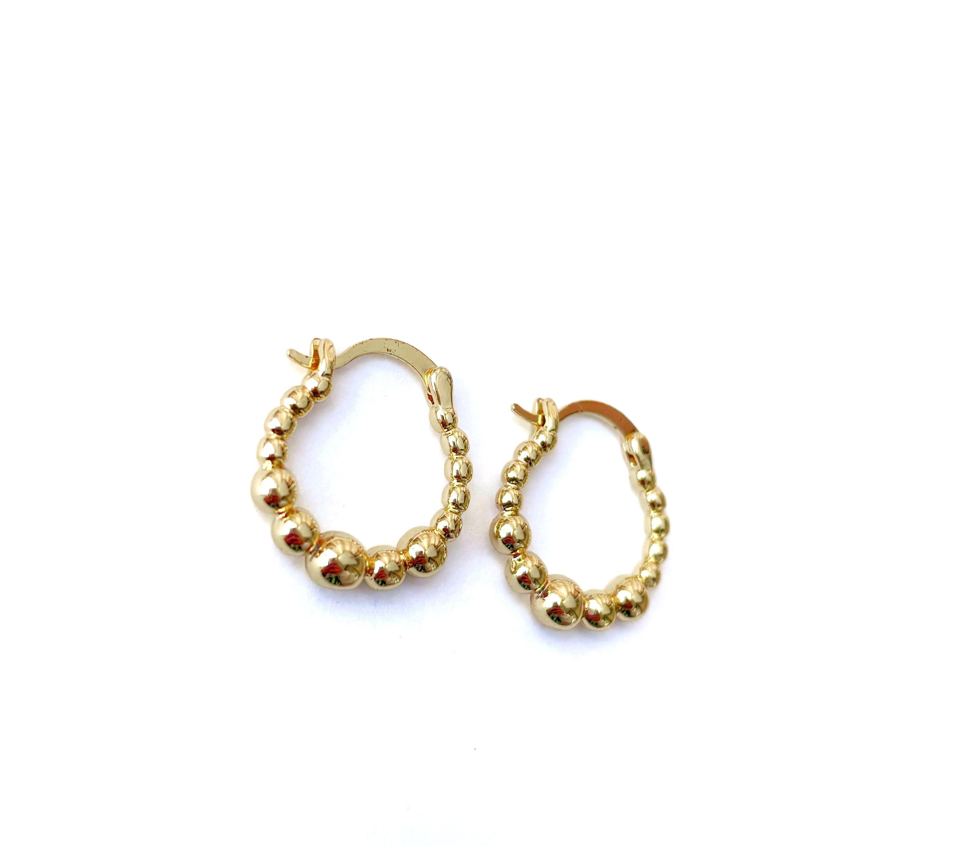 Aros argollas esferas lisas oro laminado-2