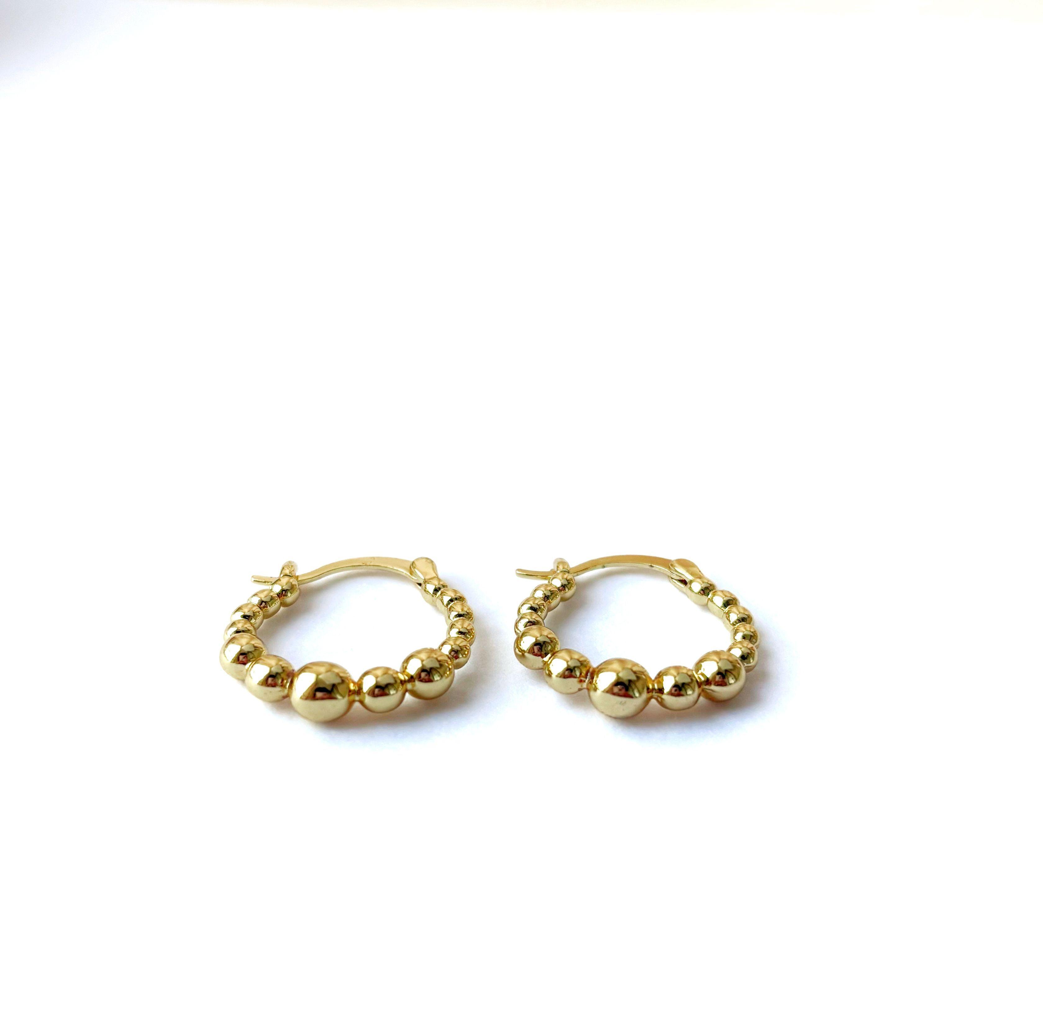 Aros argollas esferas lisas oro laminado-3