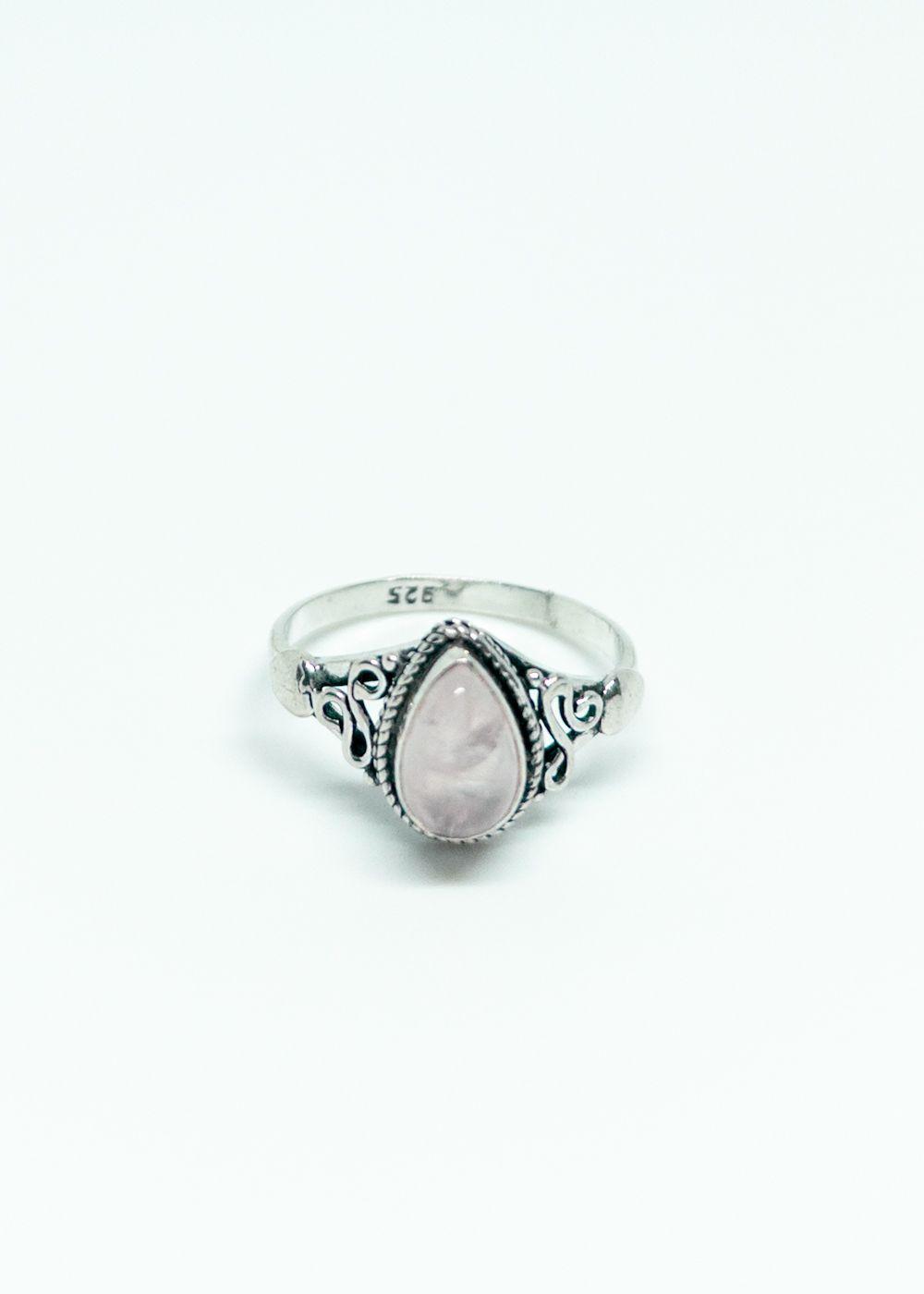 Anillo Cuarzo Rosa en Plata Enjevecida 925-0