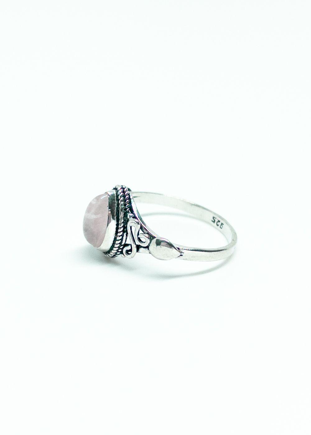 Anillo Cuarzo Rosa en Plata Enjevecida 925-2