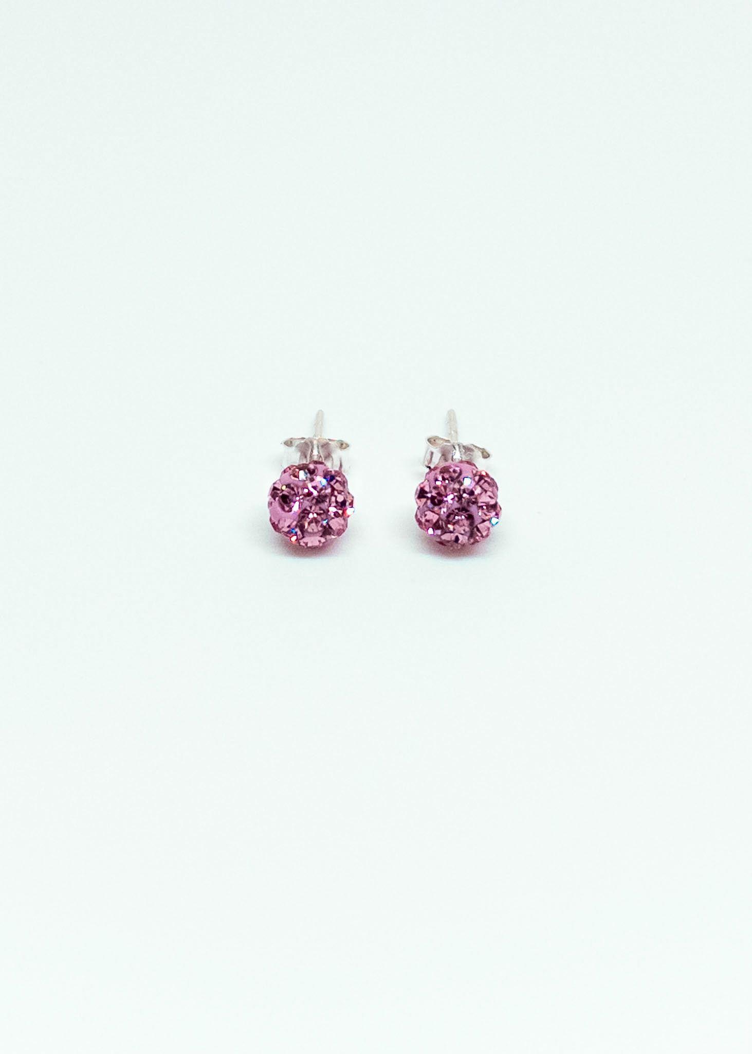 Aros Cristales Rosa en Plata Italiana 925-0