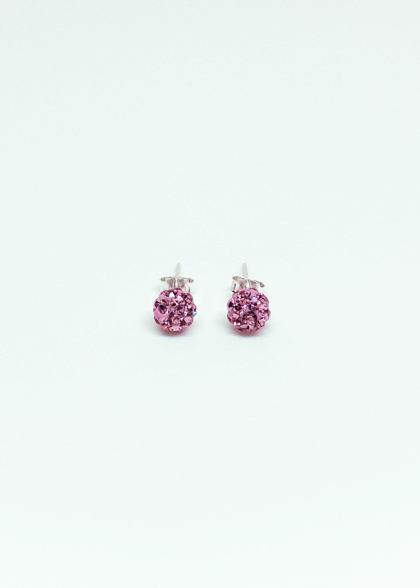 Aros Cristales Rosa en Plata Italiana 925-1