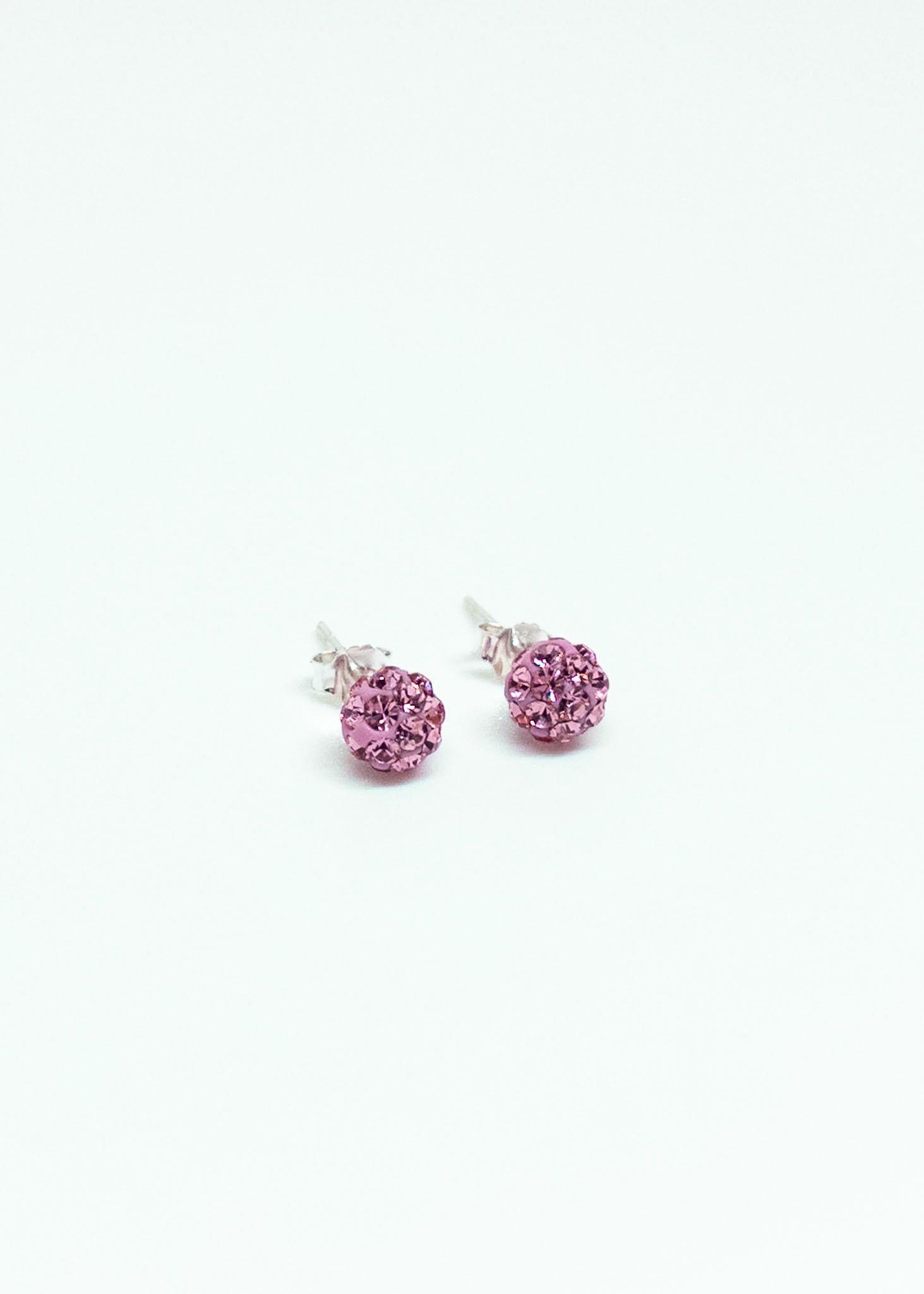 Aros Cristales Rosa en Plata Italiana 925-2