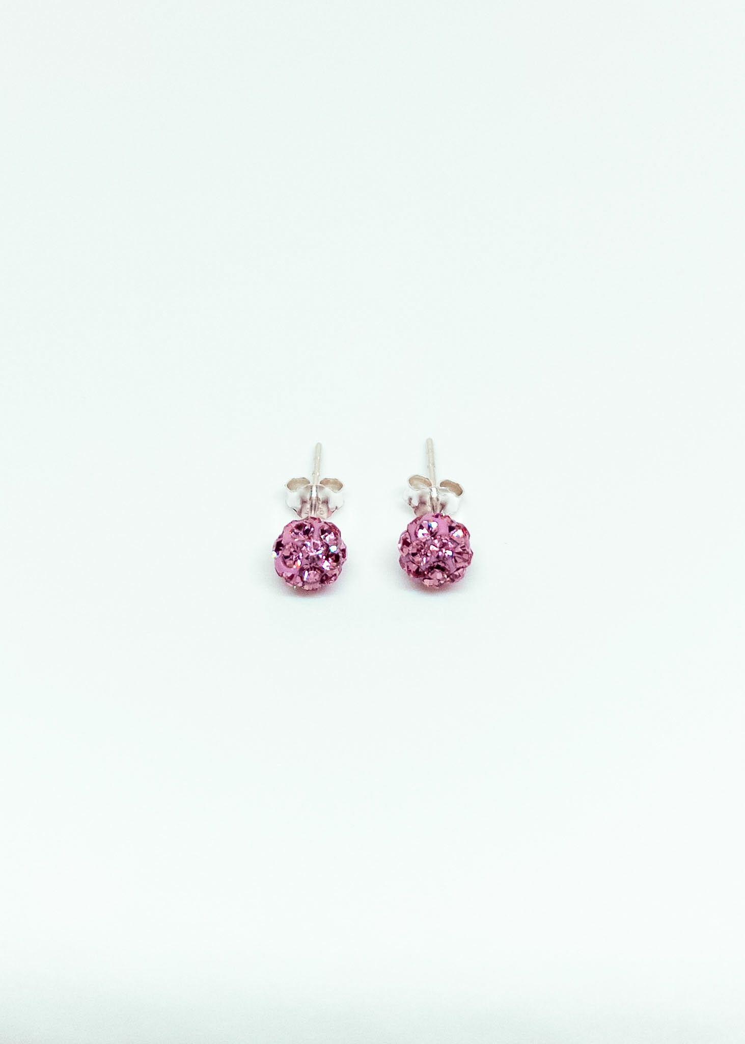 Aros Cristales Rosa en Plata Italiana 925-4