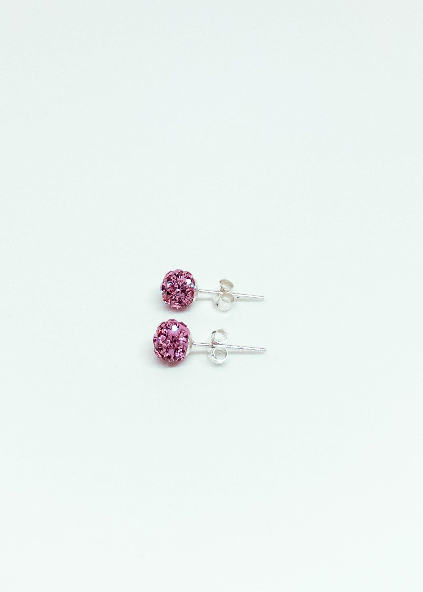 Aros Cristales Rosa en Plata Italiana 925-5