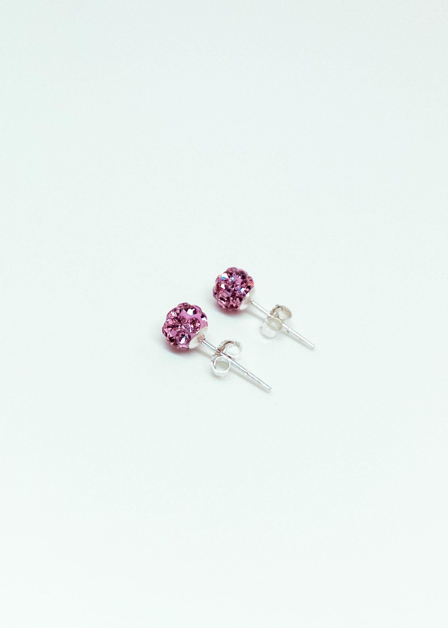 Aros Cristales Rosa en Plata Italiana 925-6