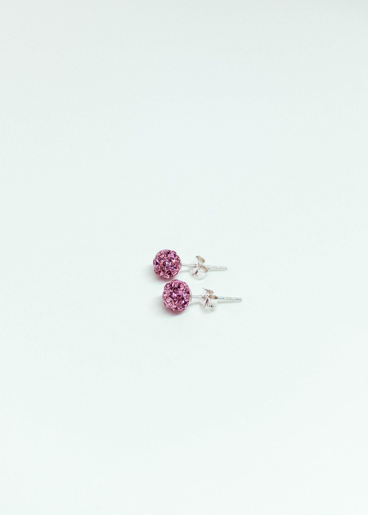 Aros Cristales Rosa en Plata Italiana 925-7