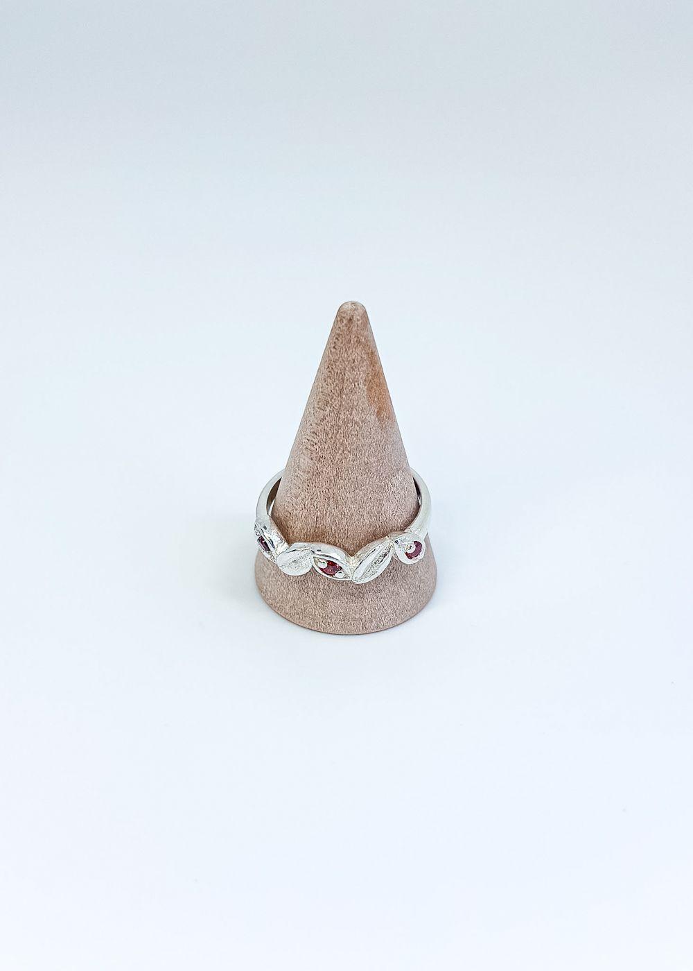 Anillo circones naranjos en plata italiana 925-3