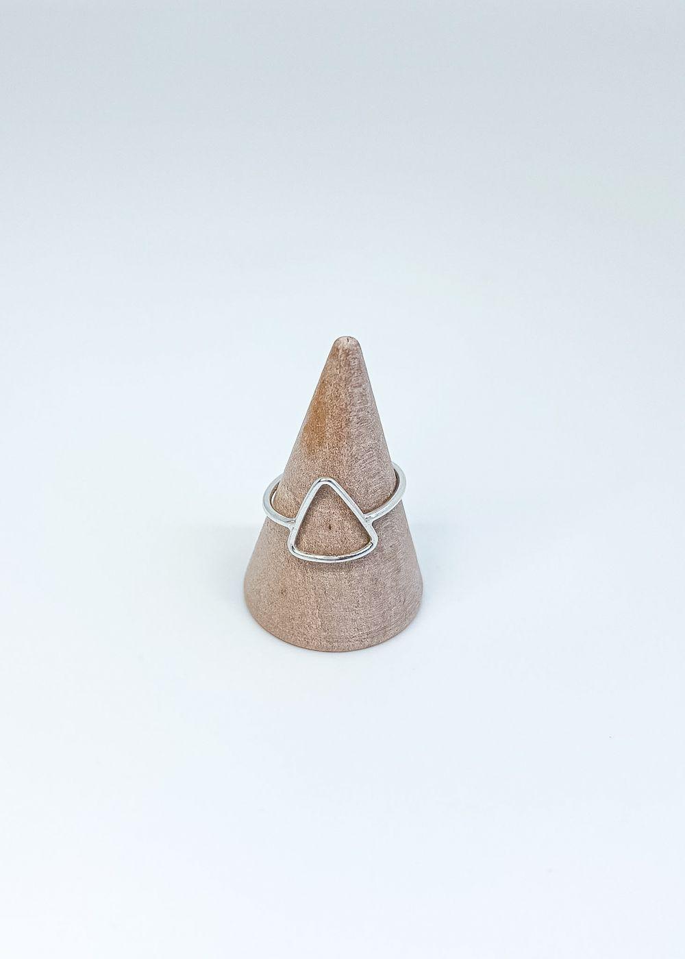 Anillo triangulo en plata lisa italiana 925-3