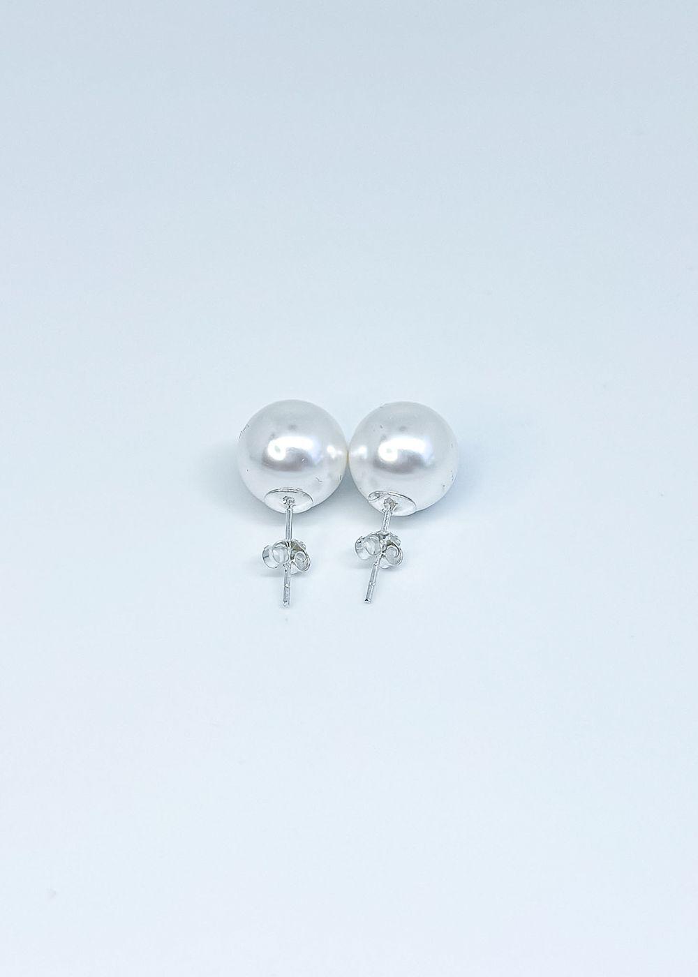 Aros Maxi perla blanca en plata italiana 925-2