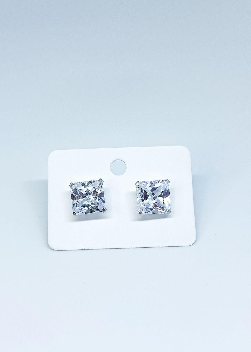 Aros maxi circón cuadrado en plata italiana 925-3