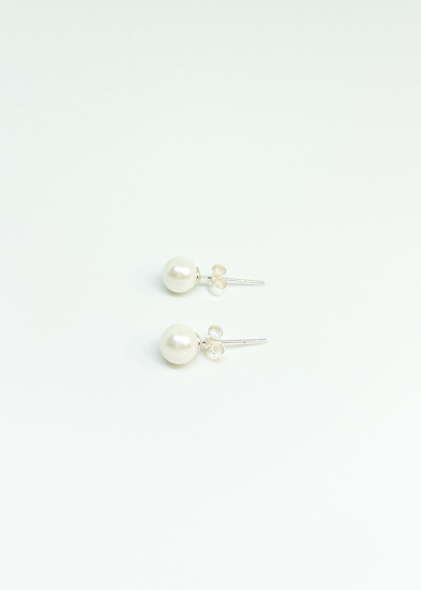 Aros Perla Blanca Plata Italiana 925-1