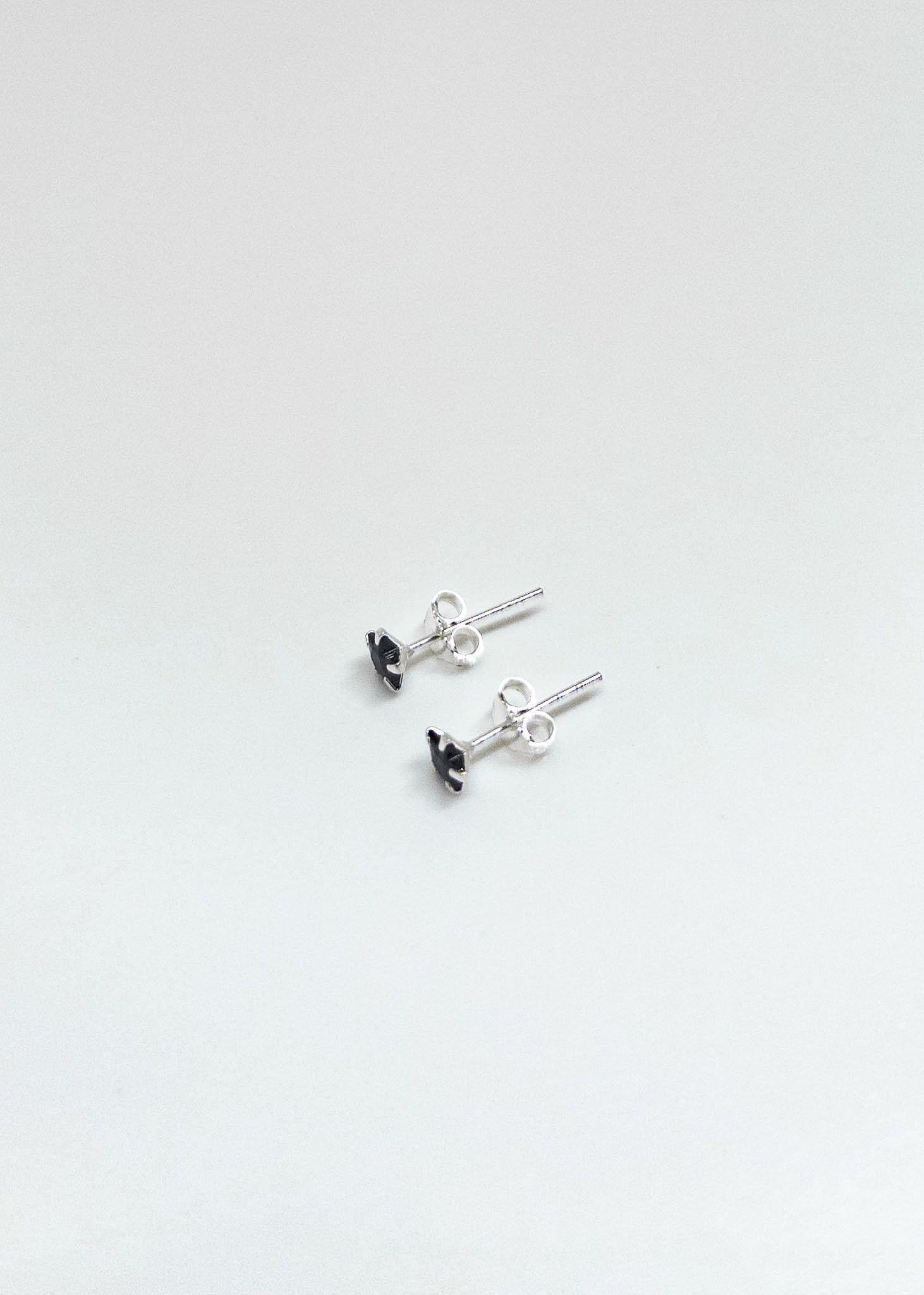 Aros de Estrellas en Circón Negro Plata Italiana 925-3