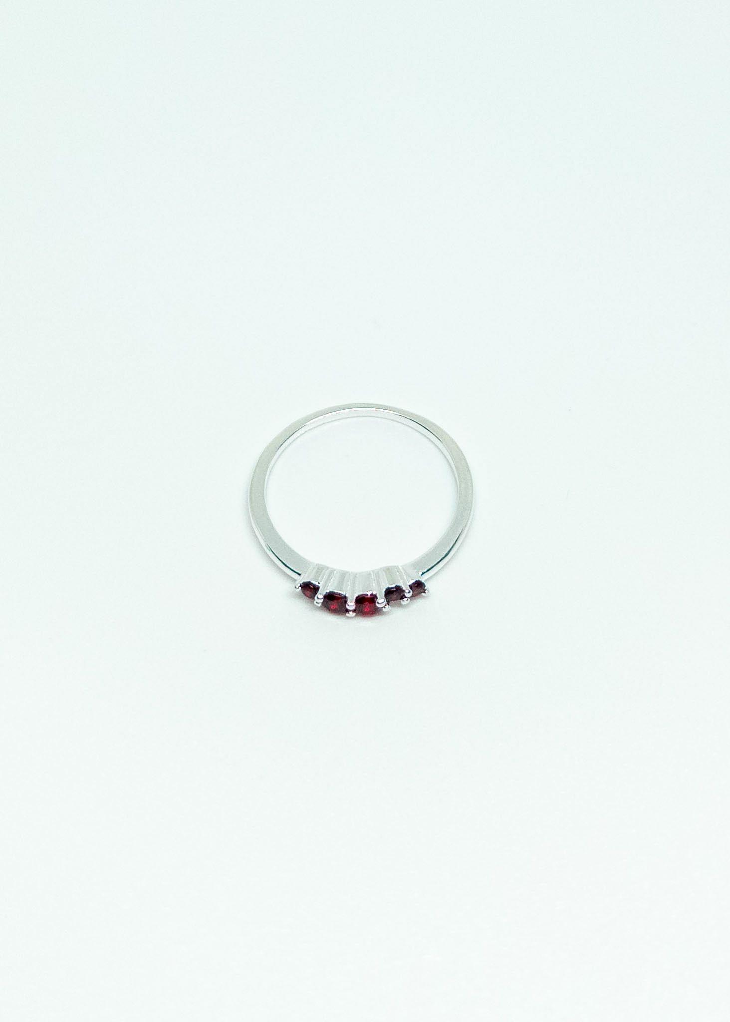 Anillo Circones Rojos en Plata Italiana 925-2