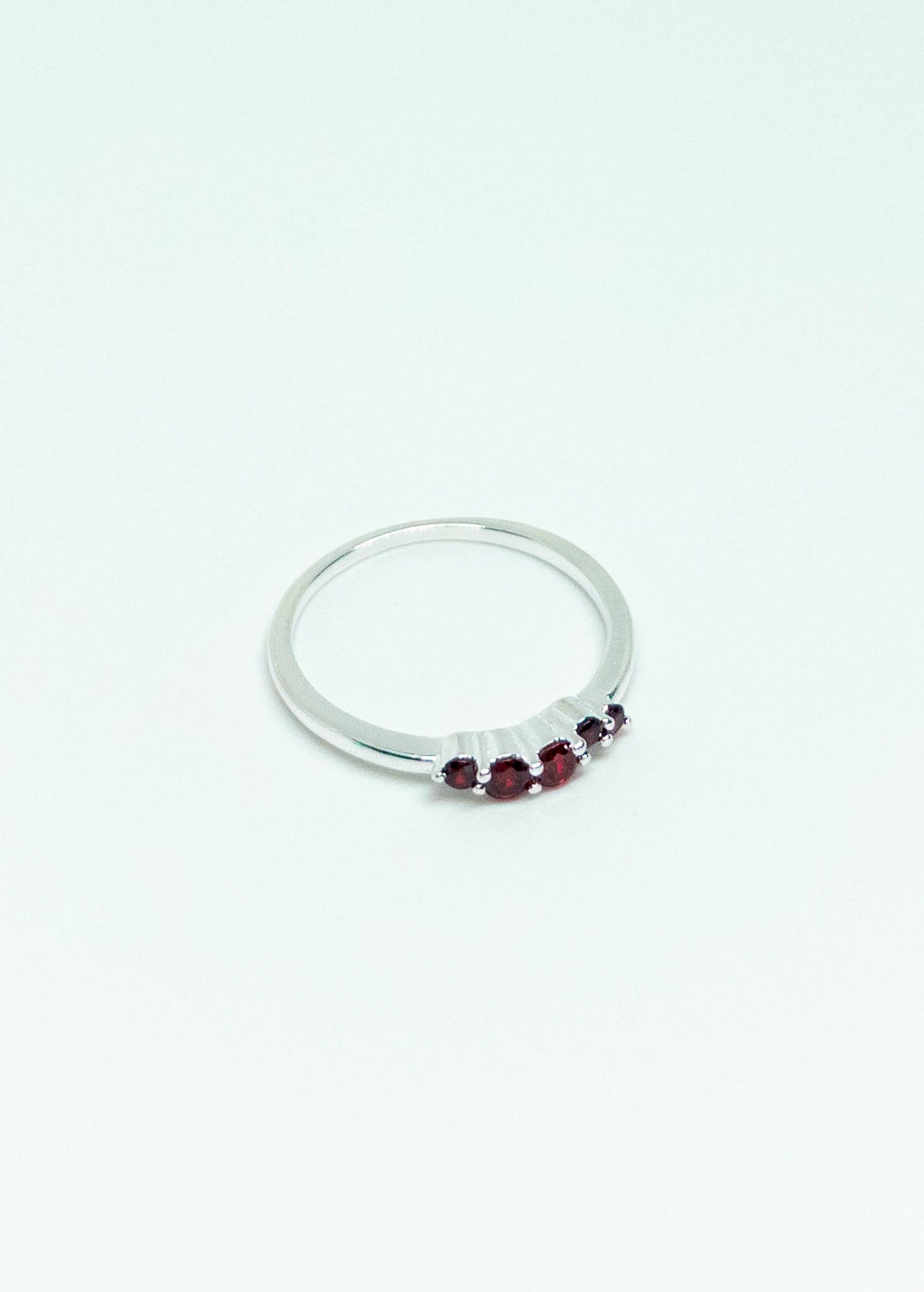Anillo Circones Rojos en Plata Italiana 925-3