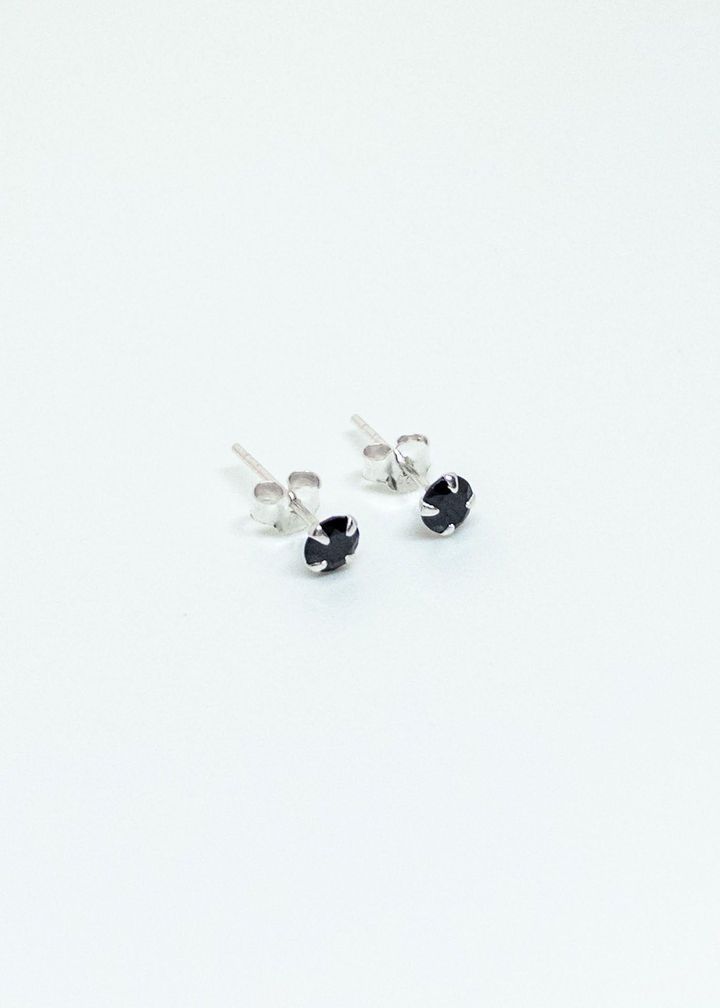 Aros Redondos Circón Negro en Plata Italiana 925-2
