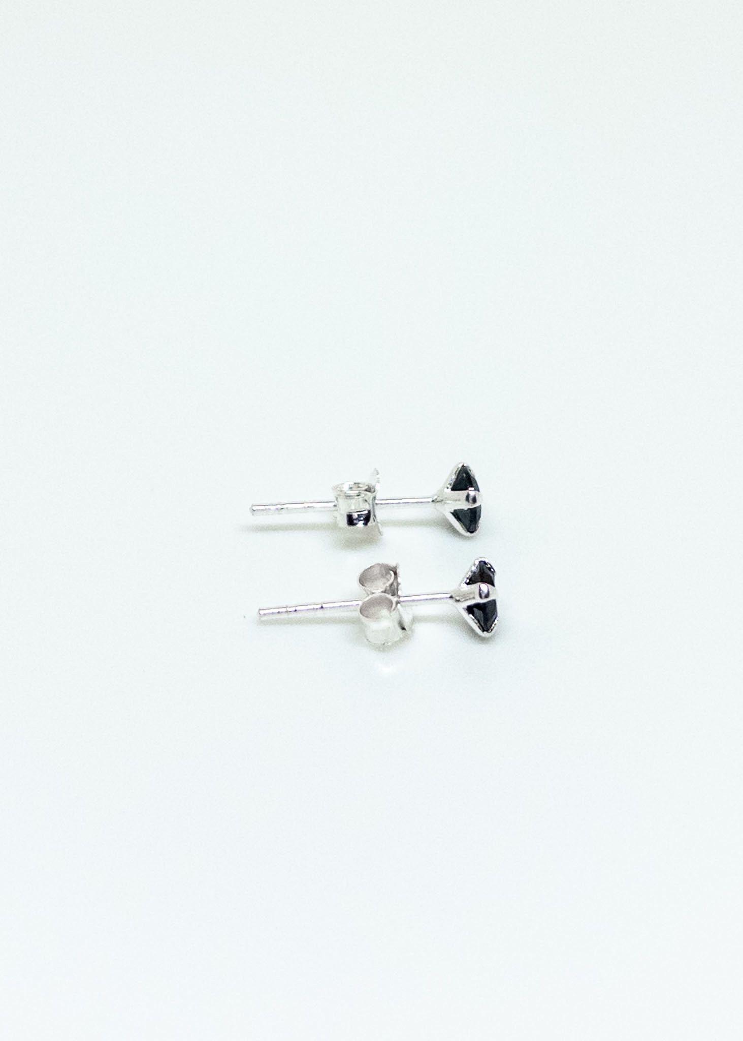 Aros Redondos Circón Negro en Plata Italiana 925-3