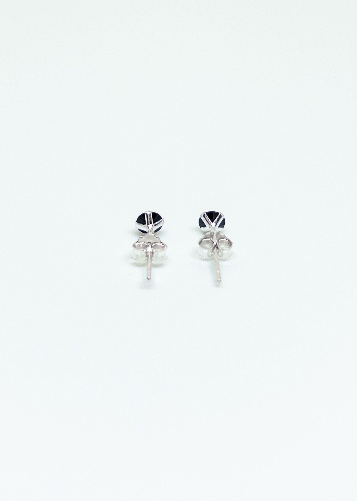 Aros Redondos Circón Negro en Plata Italiana 925-4
