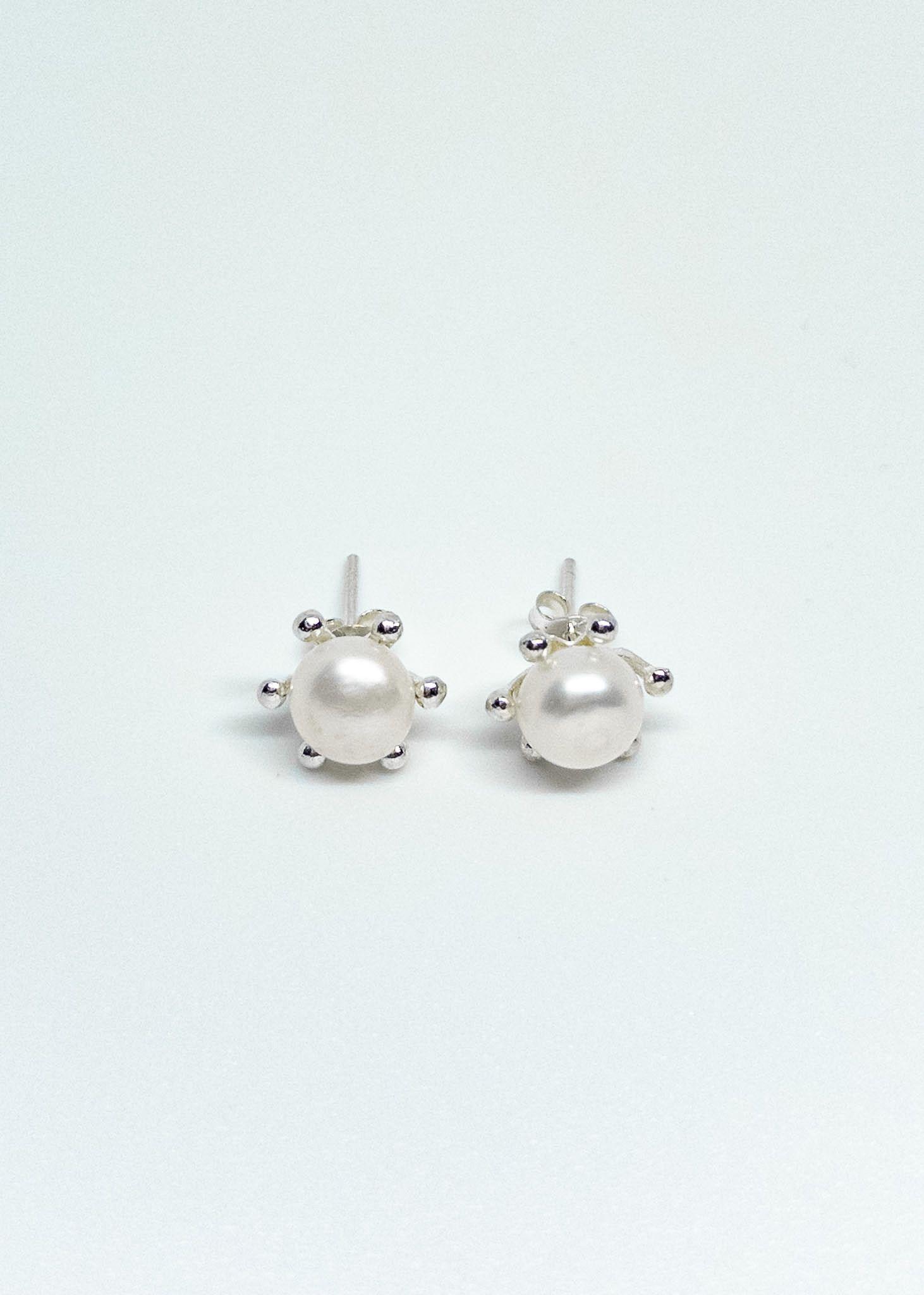 Aros Perla Pistilo en Plata Italiana 925-0