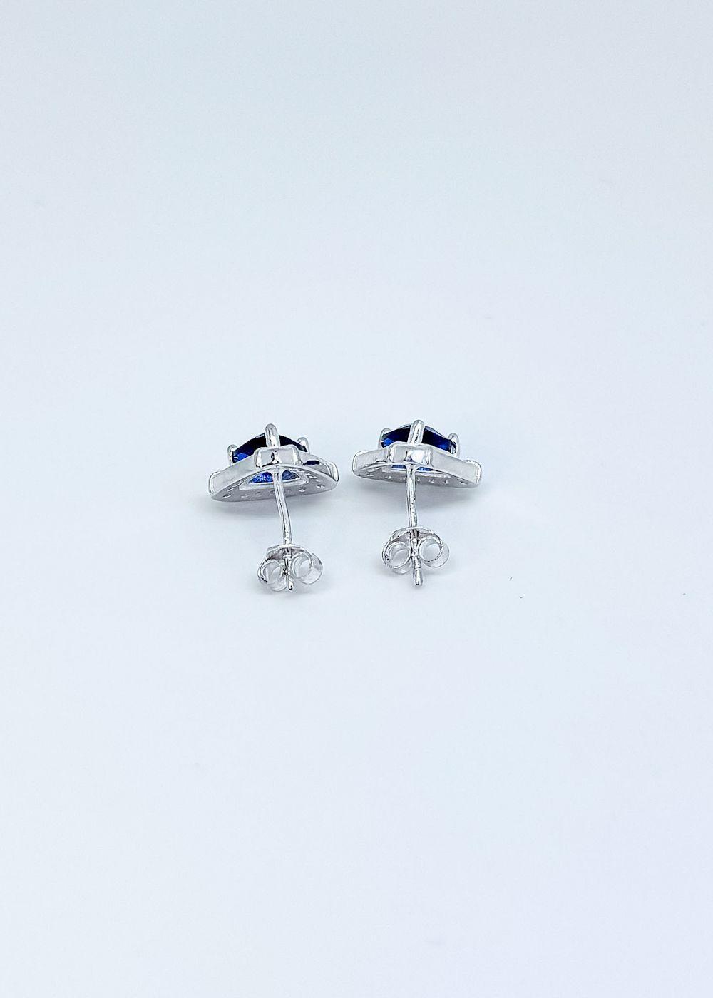 Aros triangulo circón azul y microcirones en plata italiana 925-3