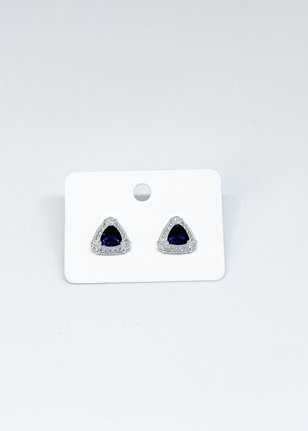 Aros triangulo circón azul y microcirones en plata italiana 925-4