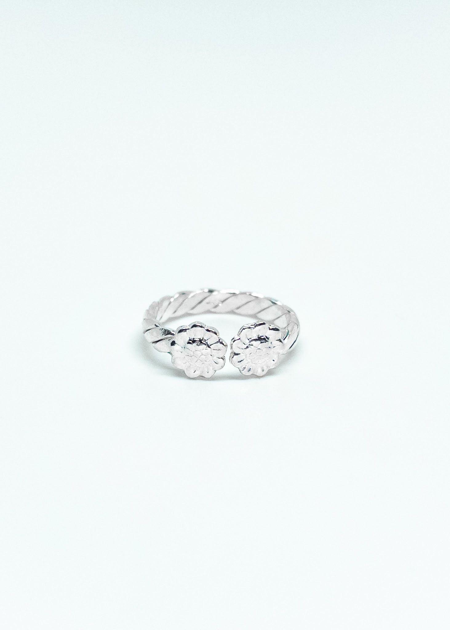 Anillo Midi Flores Plata Italiana 925-0