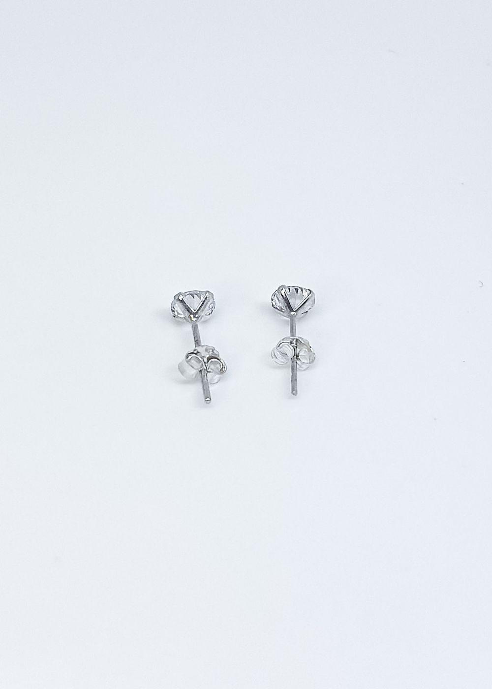 Aros circón blanco redondo en plata italiana 925-2