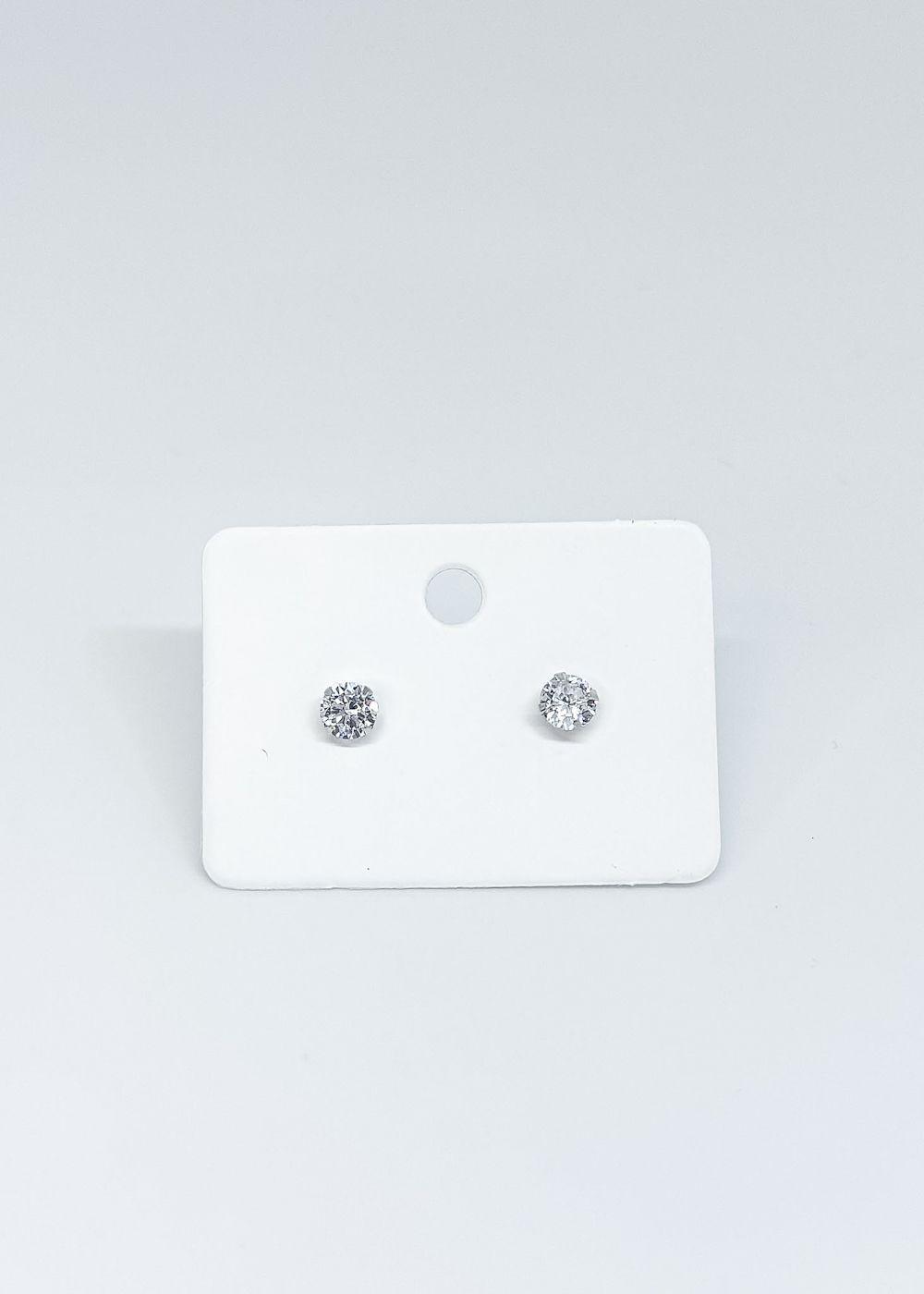 Aros circón blanco redondo en plata italiana 925-3