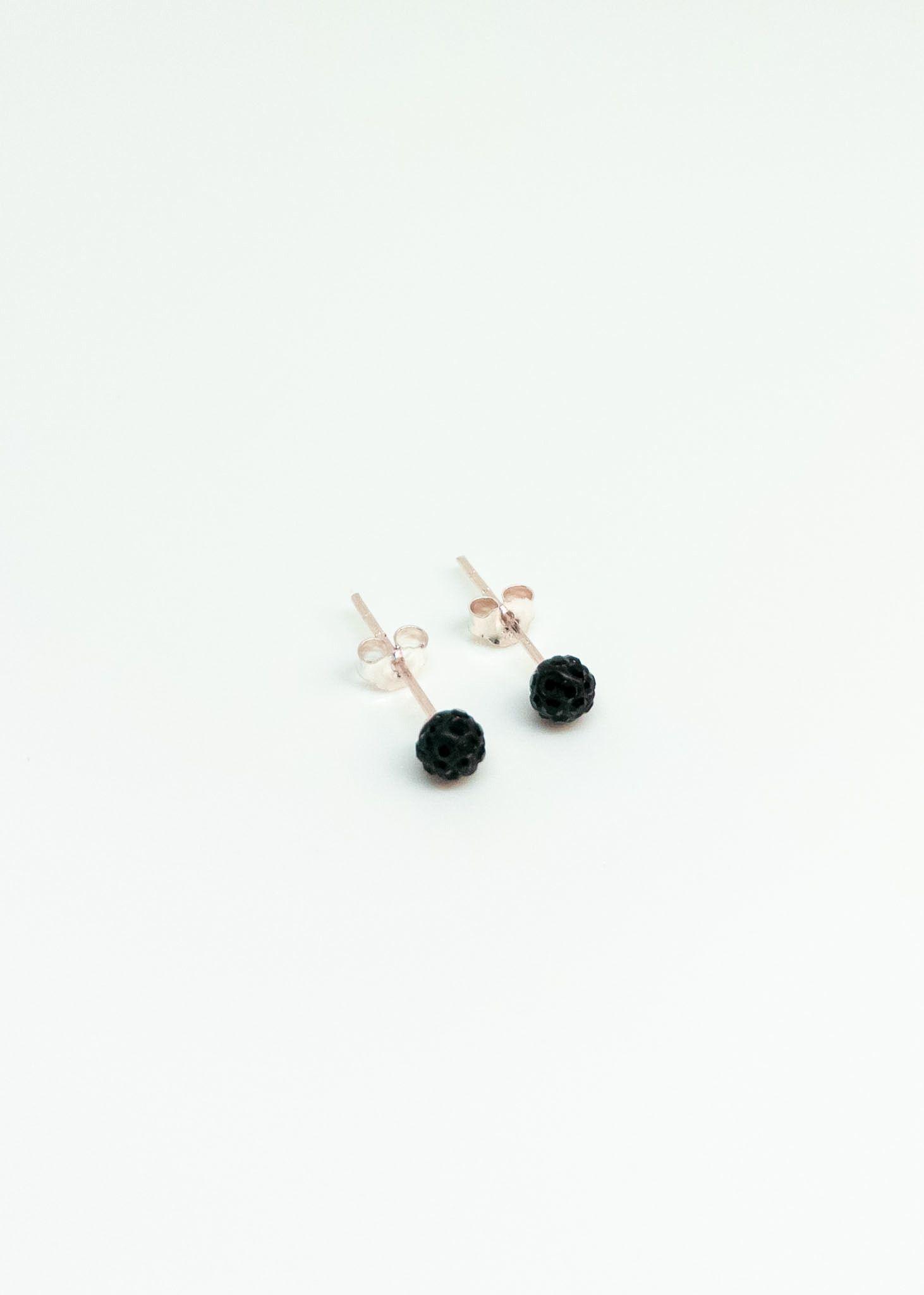 Aros Perlas Cristales Negros en Plata Italiana 925-2