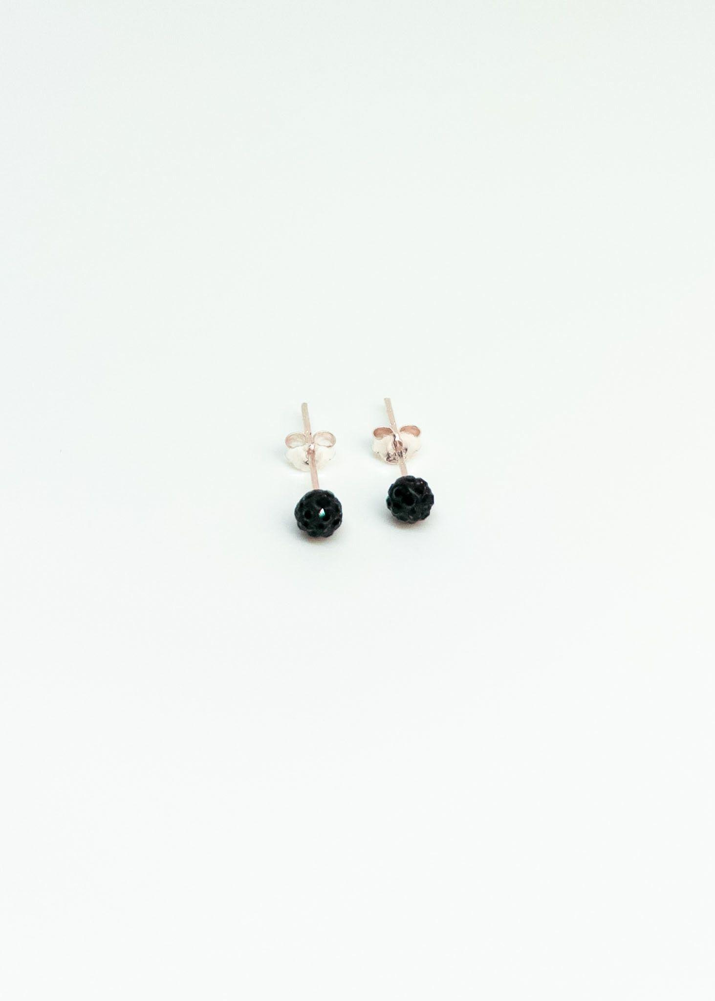 Aros Perlas Cristales Negros en Plata Italiana 925-3
