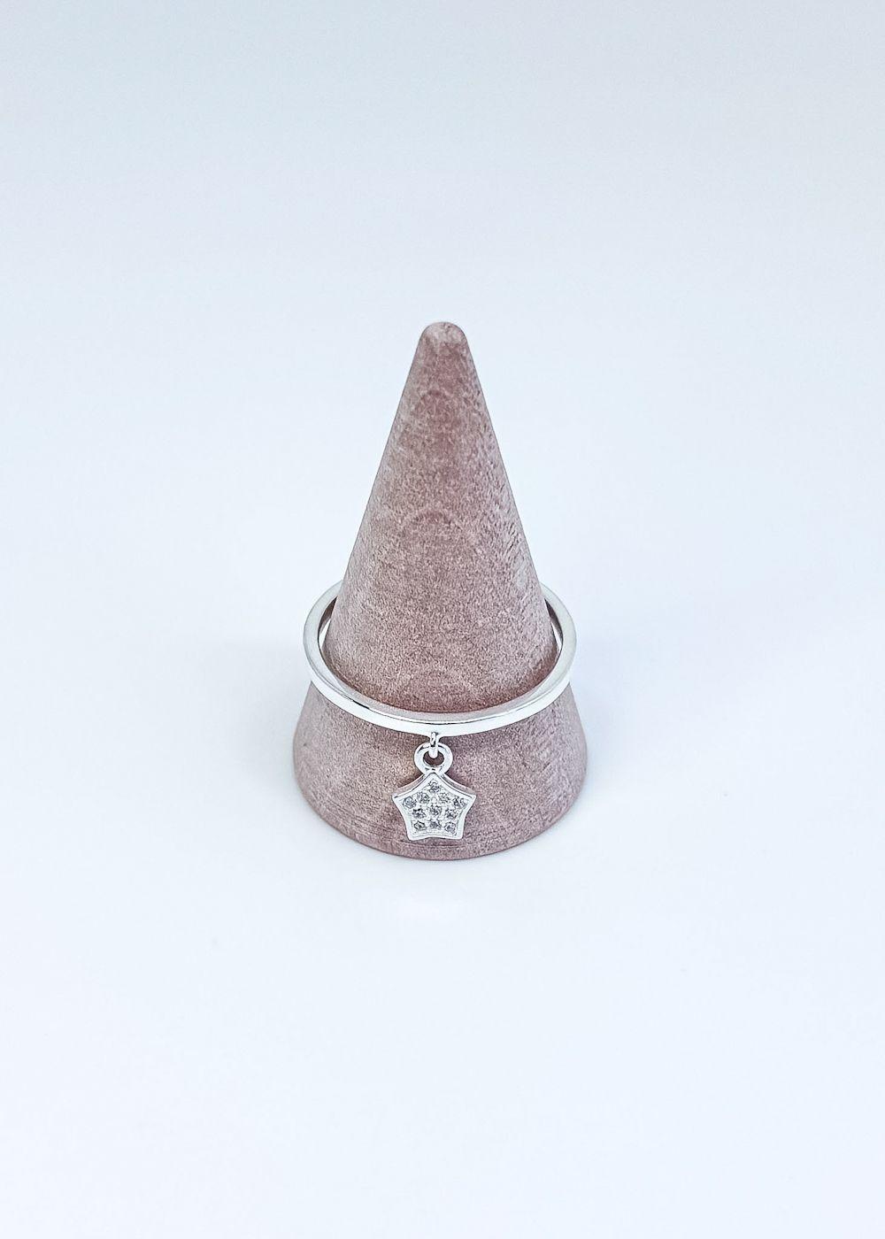 Anillo estrella colgante con microcircones en plata italiana 925-3