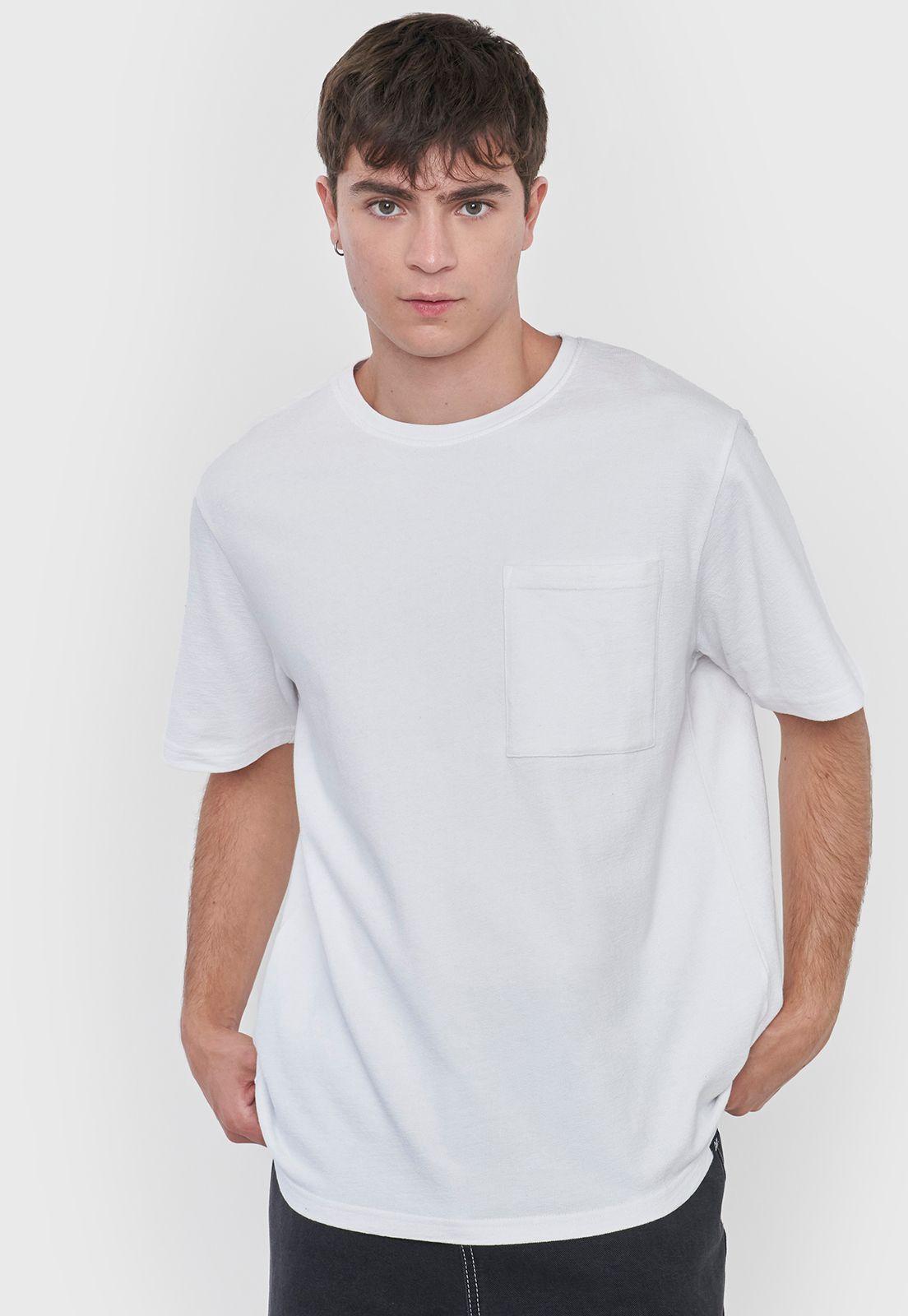 Polera Hombre Tejida Bolsillo Blanco Corona-2