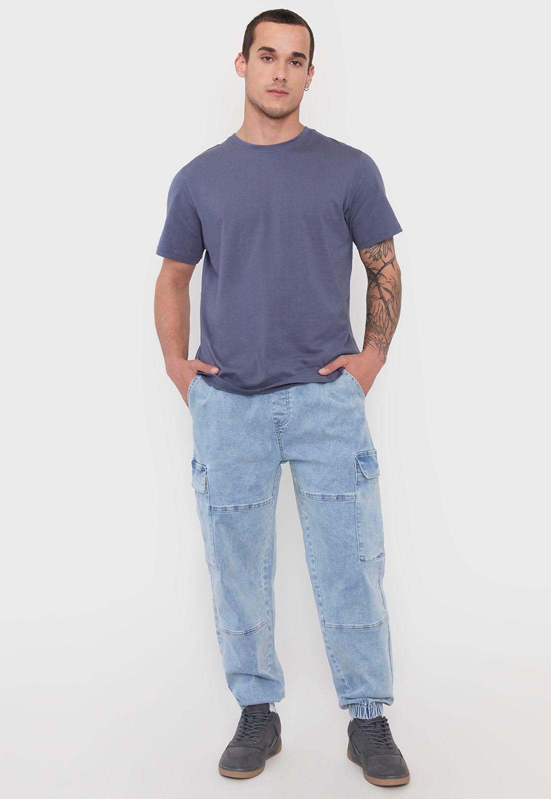 Polera Hombre Lisa Azul R-Neck I Corona-3