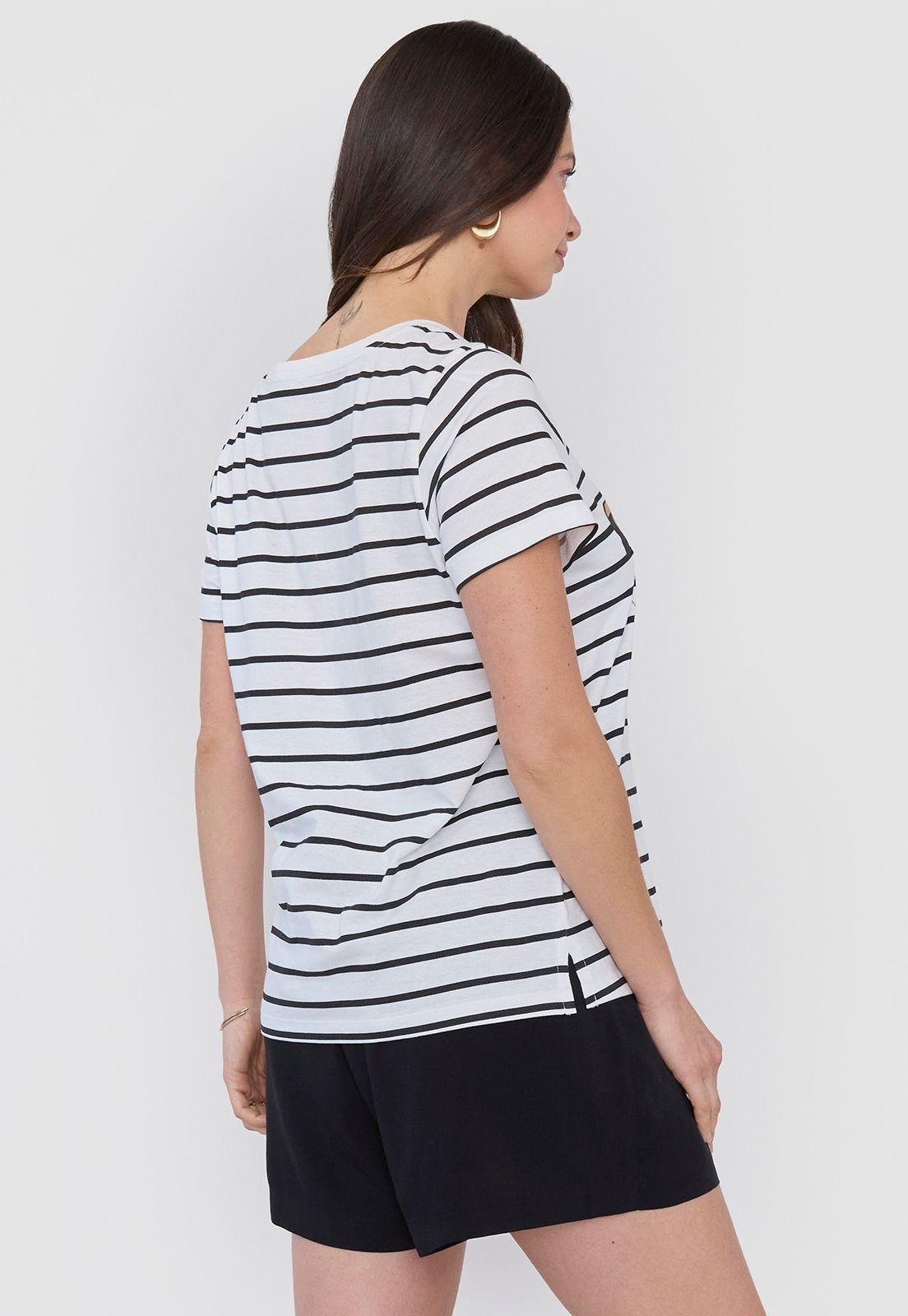 Polera Mujer Manga Corta Focal Print Rayas Corona-1