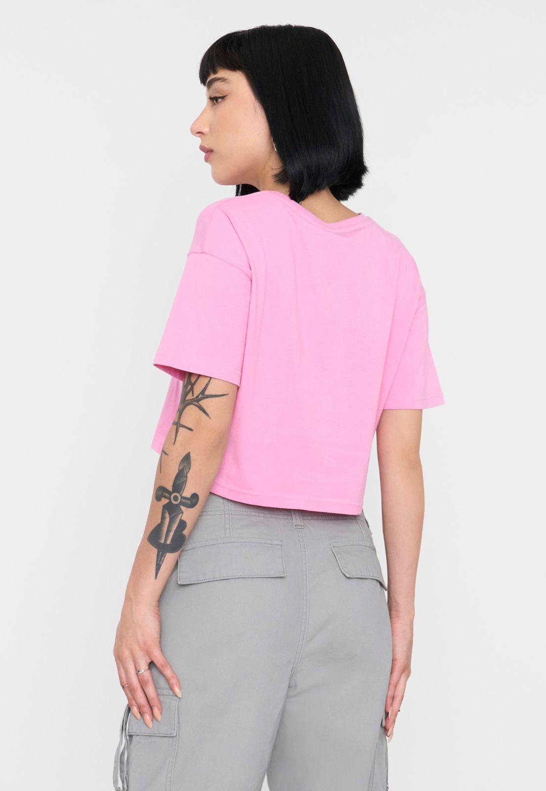 Polera Mujer Rosado Fun Manga Corta Crop Corona-1