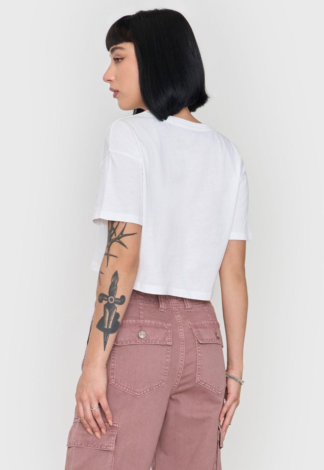 Polera Mujer Fun Manga Corta Crop Color Blanco Corona-1