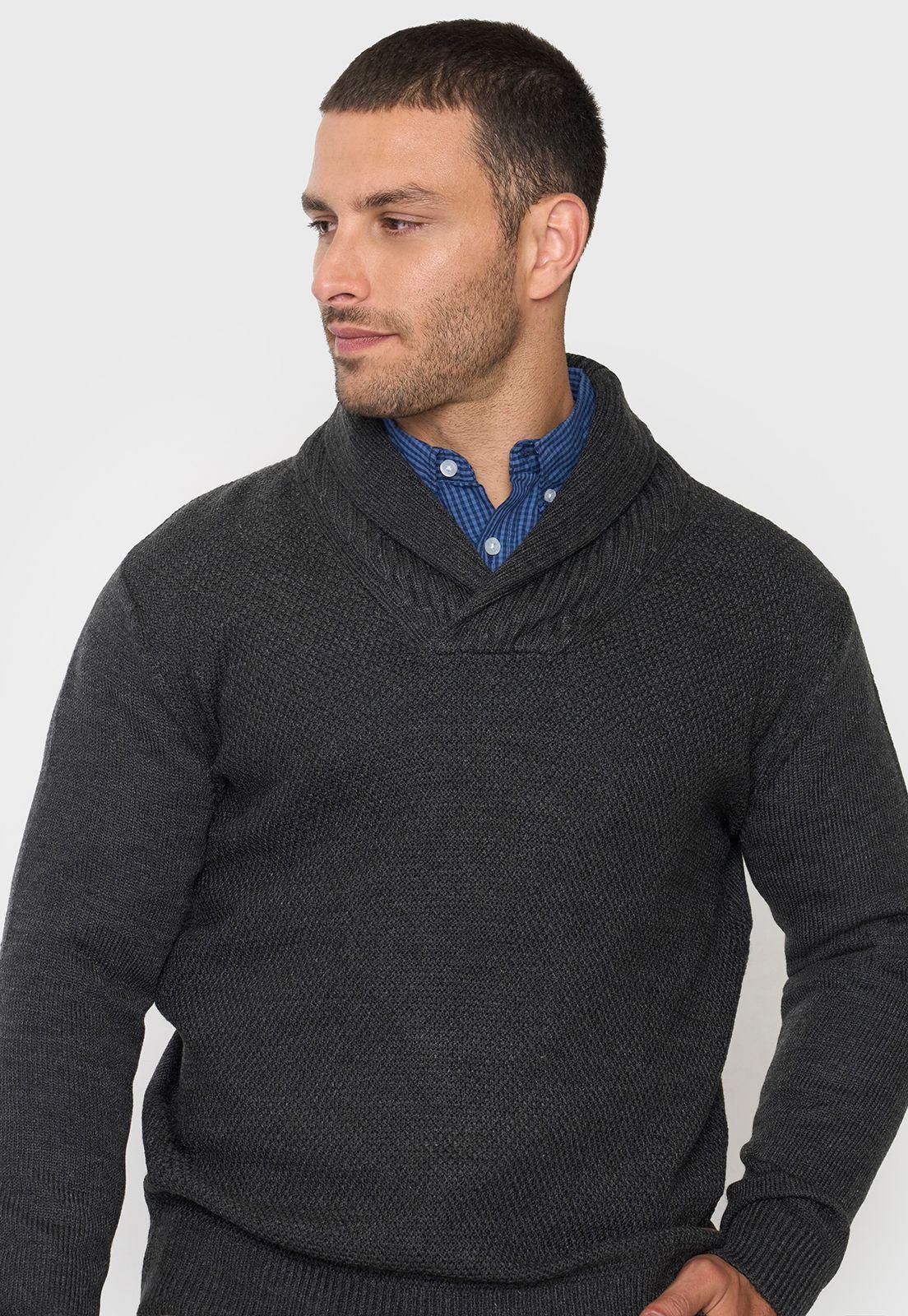 Tejido Hombre Cuello Shawl Charcoal Corona-2