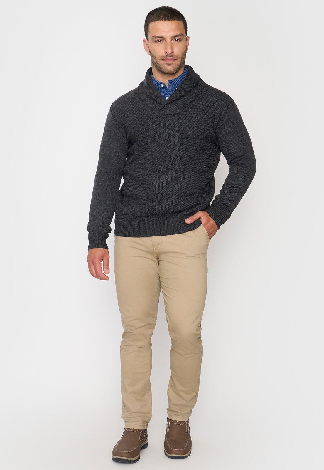 Tejido Hombre Cuello Shawl Charcoal Corona-3