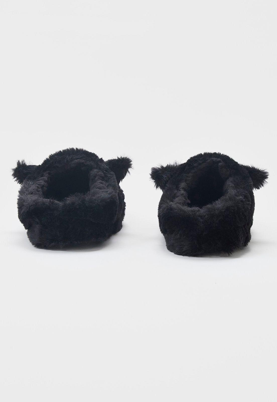Pantufla Mujer Orejas 3D Gato Negro Corona-3