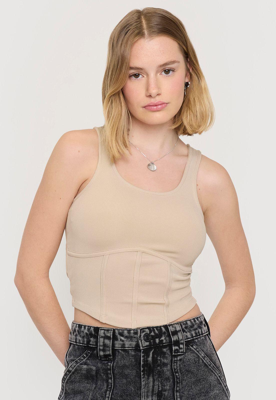 Peto Mujer Corset Beige Corona-2